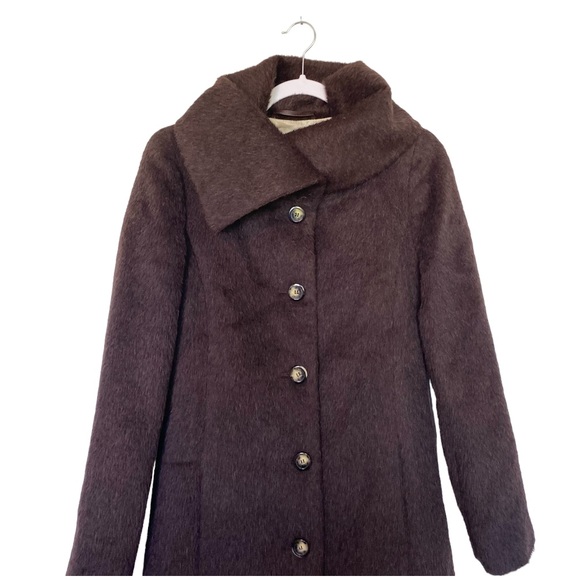 MaxMara Max and Co. Classics Cowl Collar Coat Alpaca/Wool Brown Retro Sz 6 - Picture 7 of 11